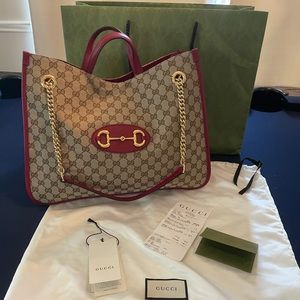NWT Beautiful Red Leather Gucci Tote.